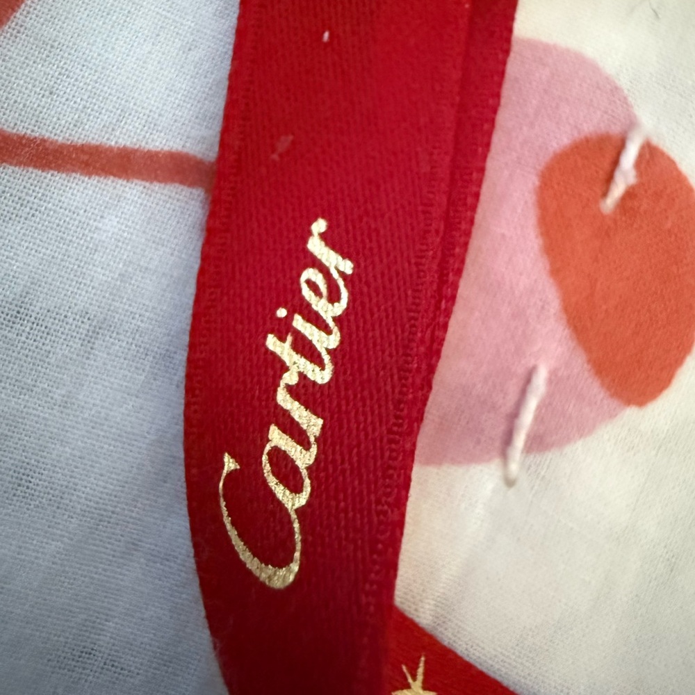 Cartier Gold Ornament/ Gift Tag with Red Ribbon Accents - Picture 4 of 6